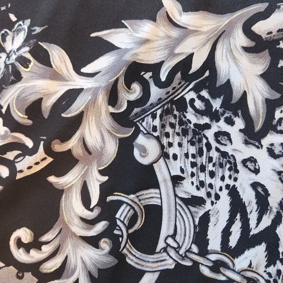 Cartise Sheath Dress Floral Chains Print, black, white, silver 3/4 sleeve sz 10 - Picture 9 of 12